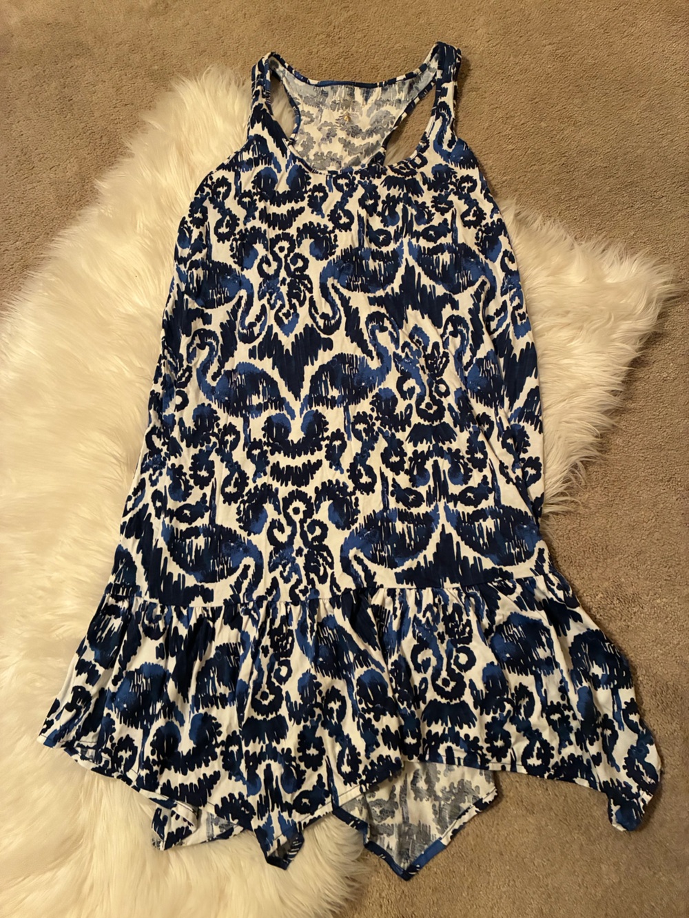 Blue and White Printed Womens dress